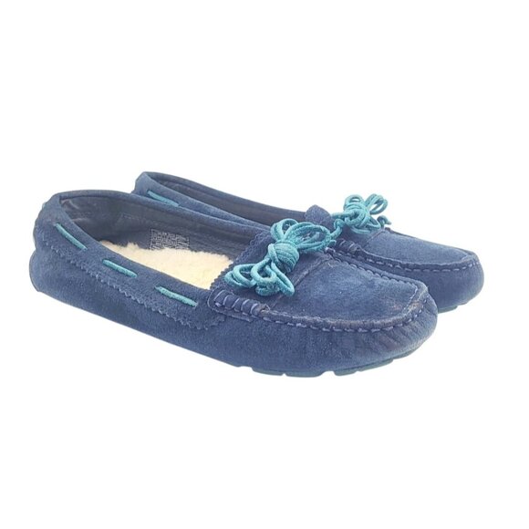 UGG Womens Blue Suede Slippers  - Size‎ 7.5 - Picture 1 of 8